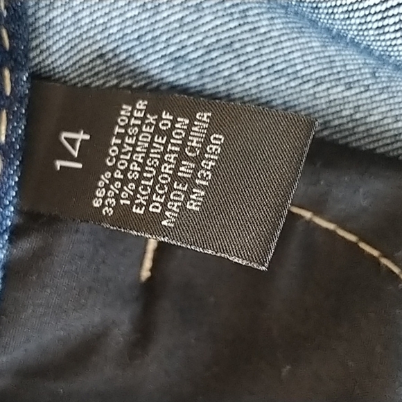 INC Denim Regular Boot Cut Blinged Crystal Pockets Dark Wash Jeans Sz 14 - Picture 12 of 13